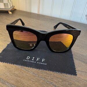 Diff Eyewear Black Sunglasses with Orange Lenses